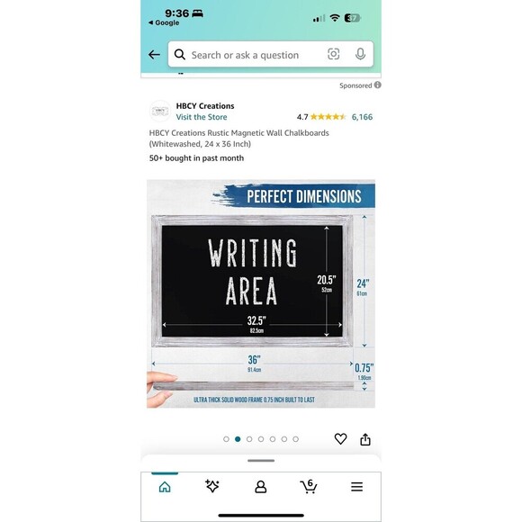 HBCY Creations Rustic Magnetic Wall Chalkboards (Whitewashed, 24 x 36 Inch) - Picture 4 of 6